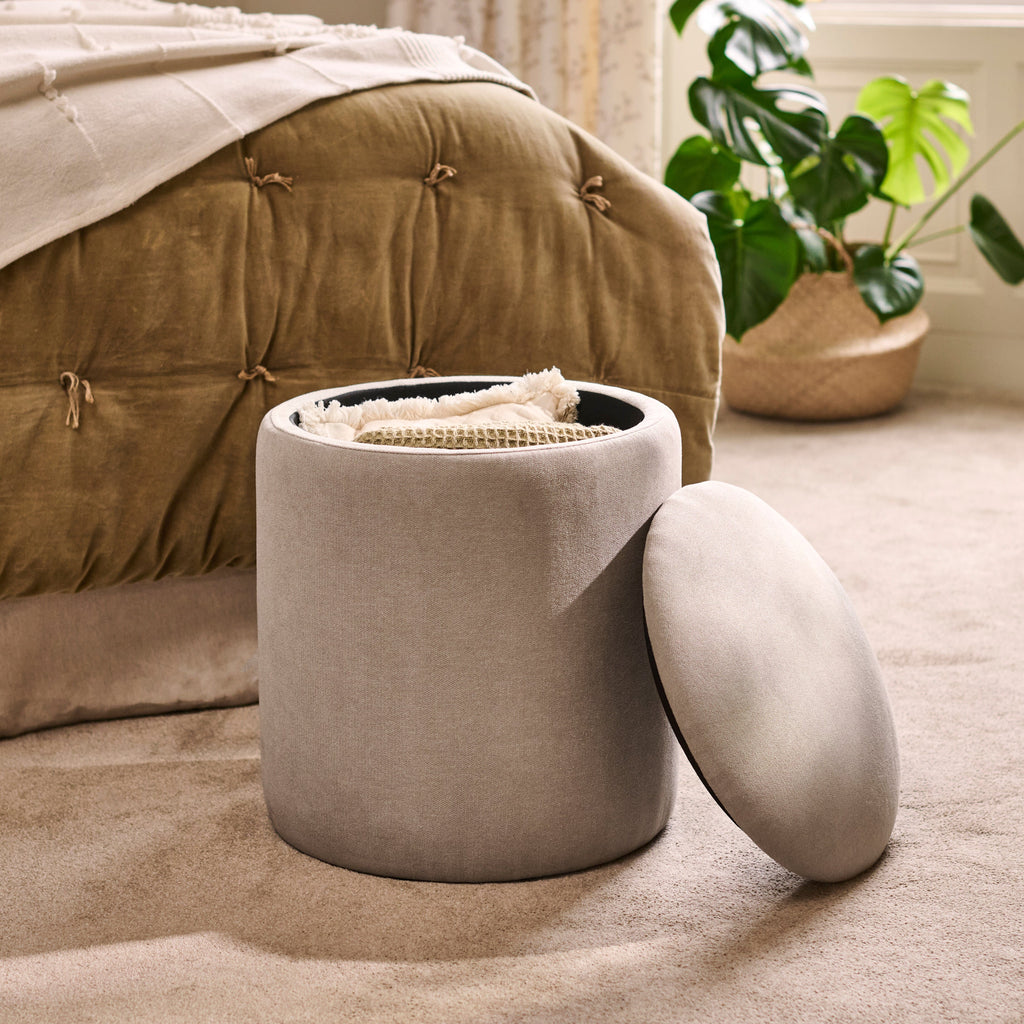 Abigail Storage Pouffe/Footstool - Soft Beige
