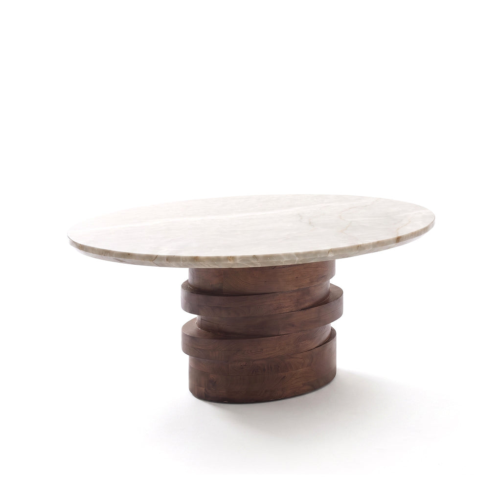 Adam 100cm Oval Almond Brown & Lady Grey Marble Coffee Table