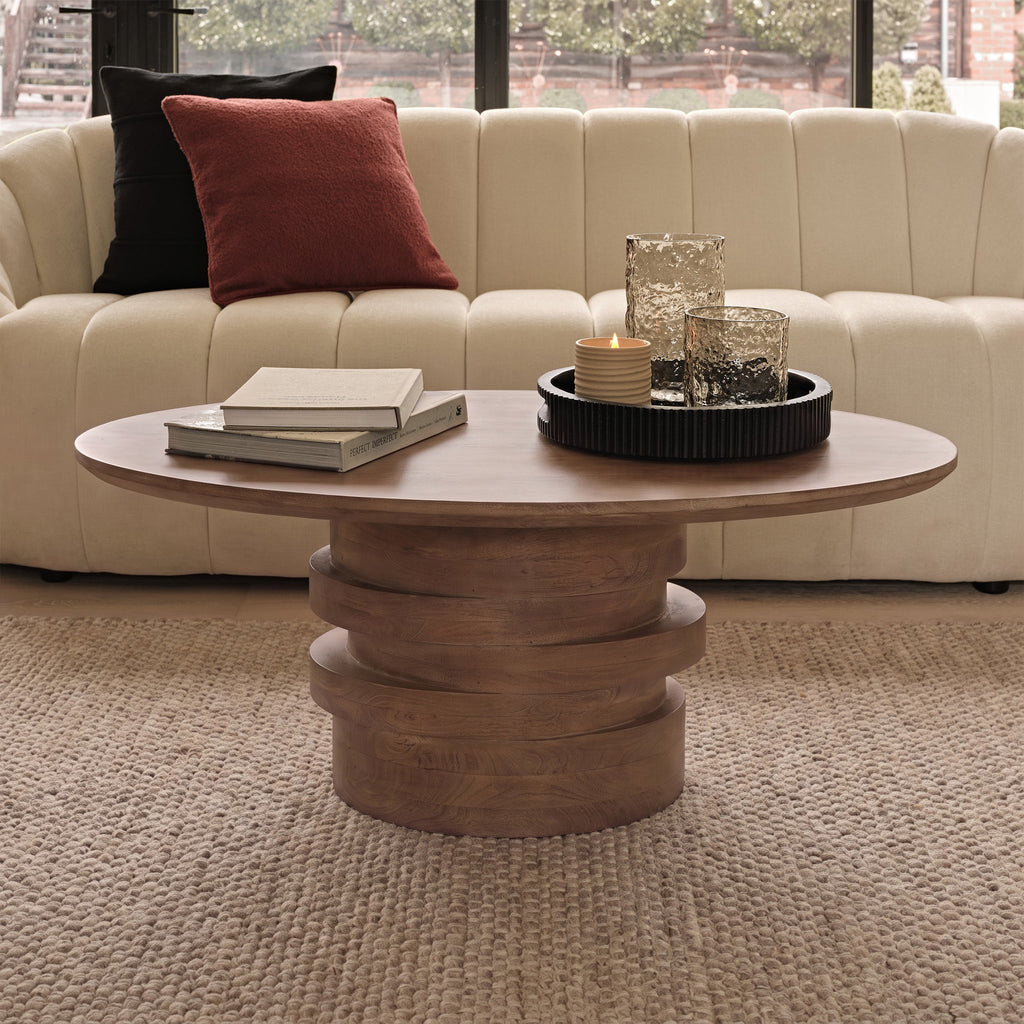 Adam 100cm Oval Almond Brown Coffee Table