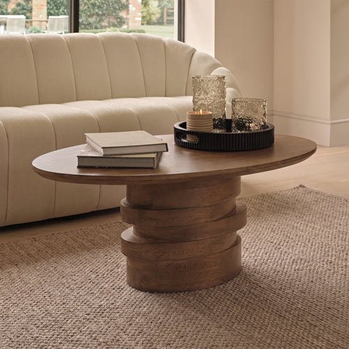 Adam 100cm Oval Almond Brown Coffee Table