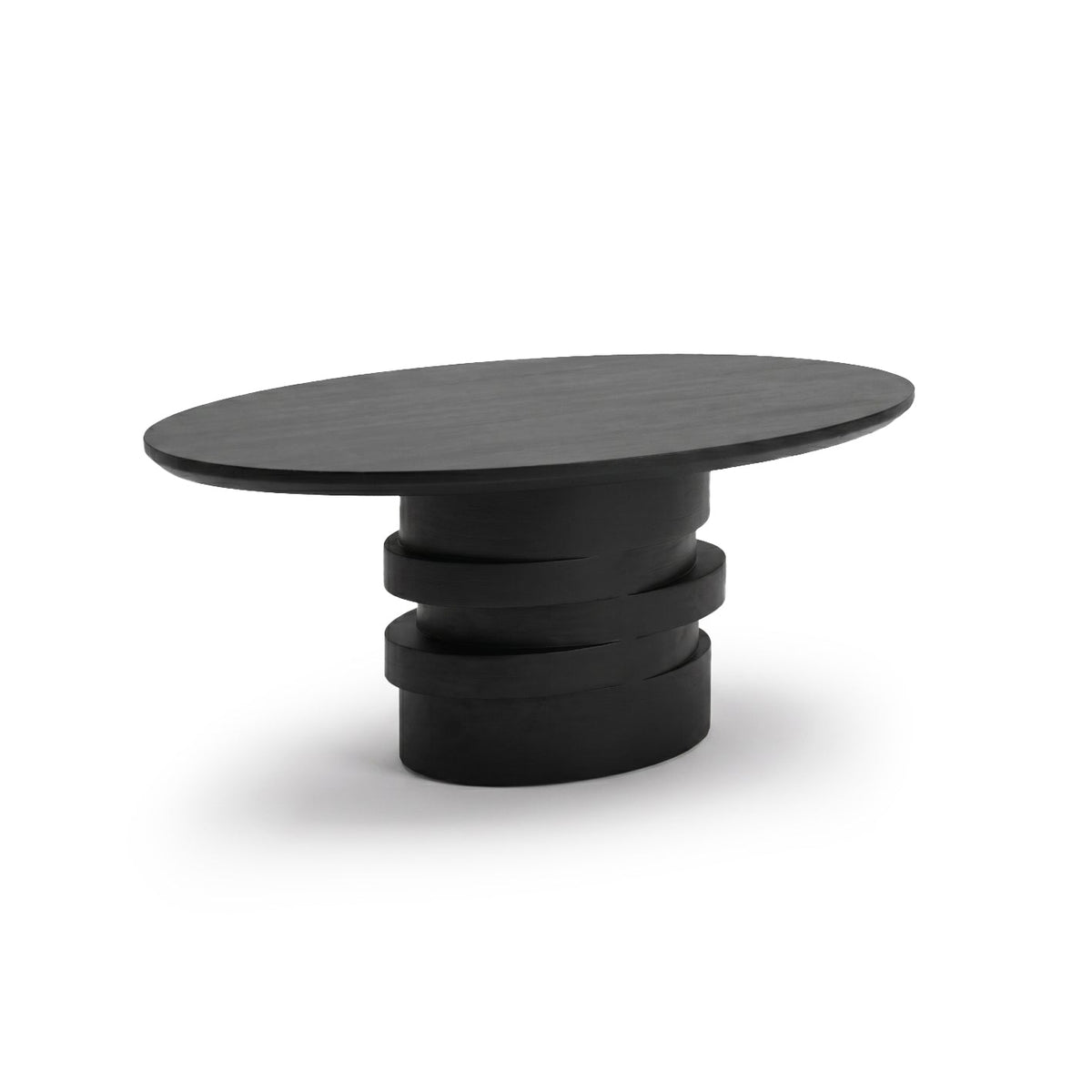 Adam 100cm Oval Jet Black Mango Wood Coffee Table