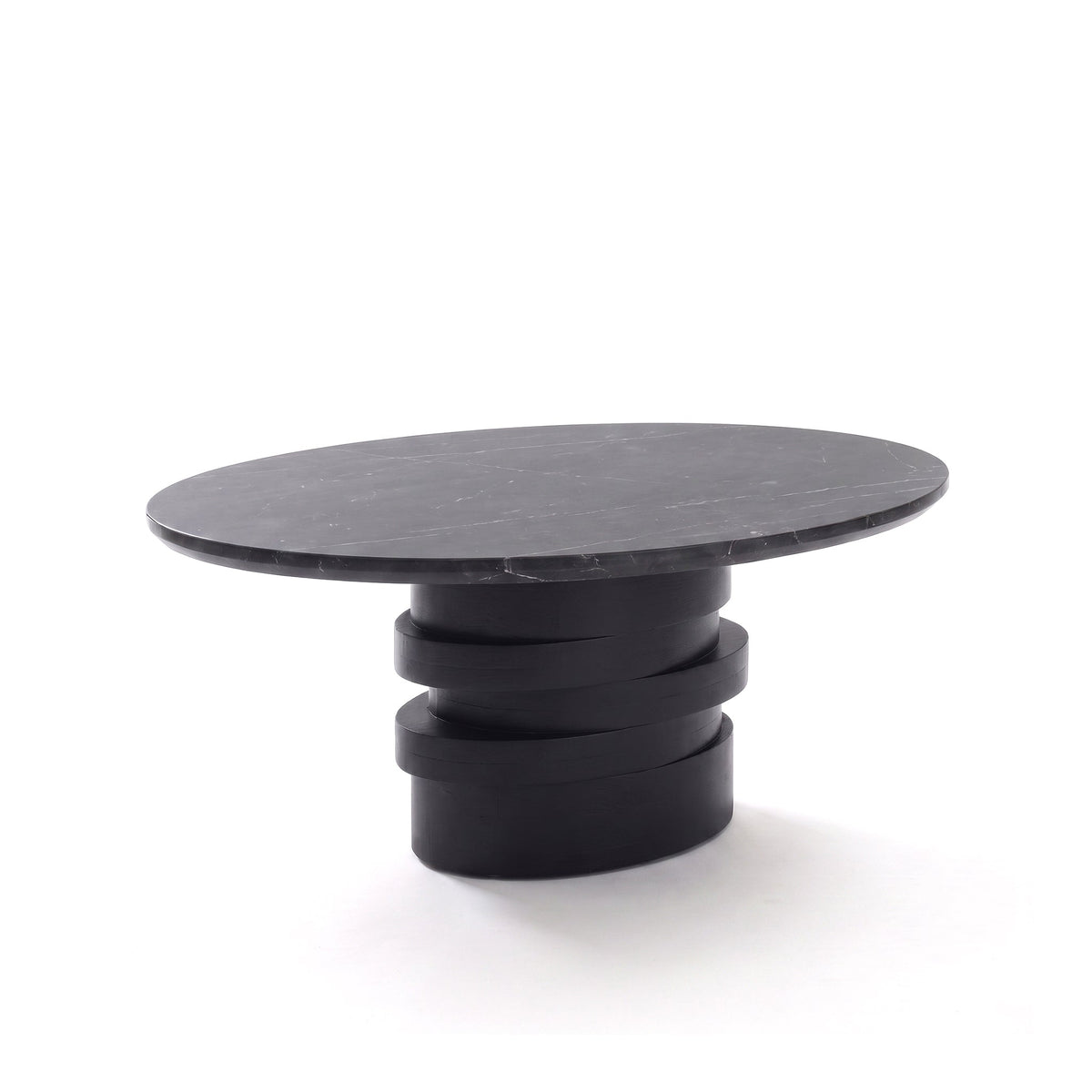 Adam 100cm Oval Jet Black Mango Wood & Black Marble Coffee Table