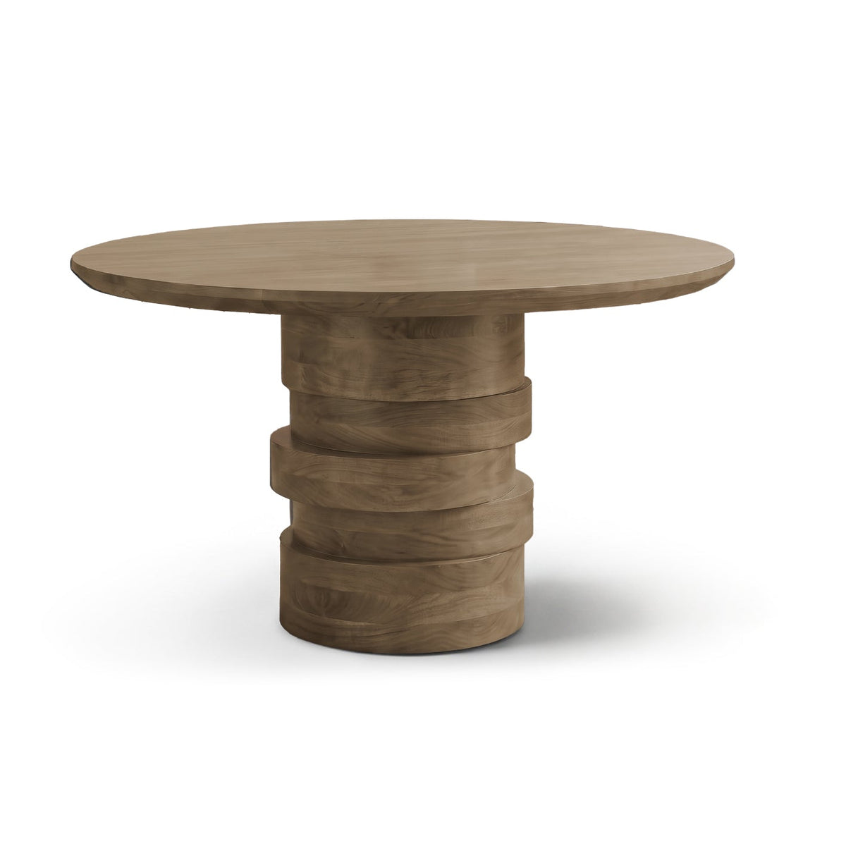 Adam Almond Brown Round Dining Table Set - 4 Seater - Marilyn Moss Green Dining Chairs - Almond Brown Legs