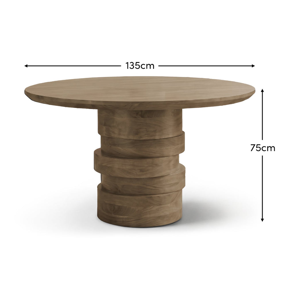 Adam 135cm Almond Brown Round Dining Table