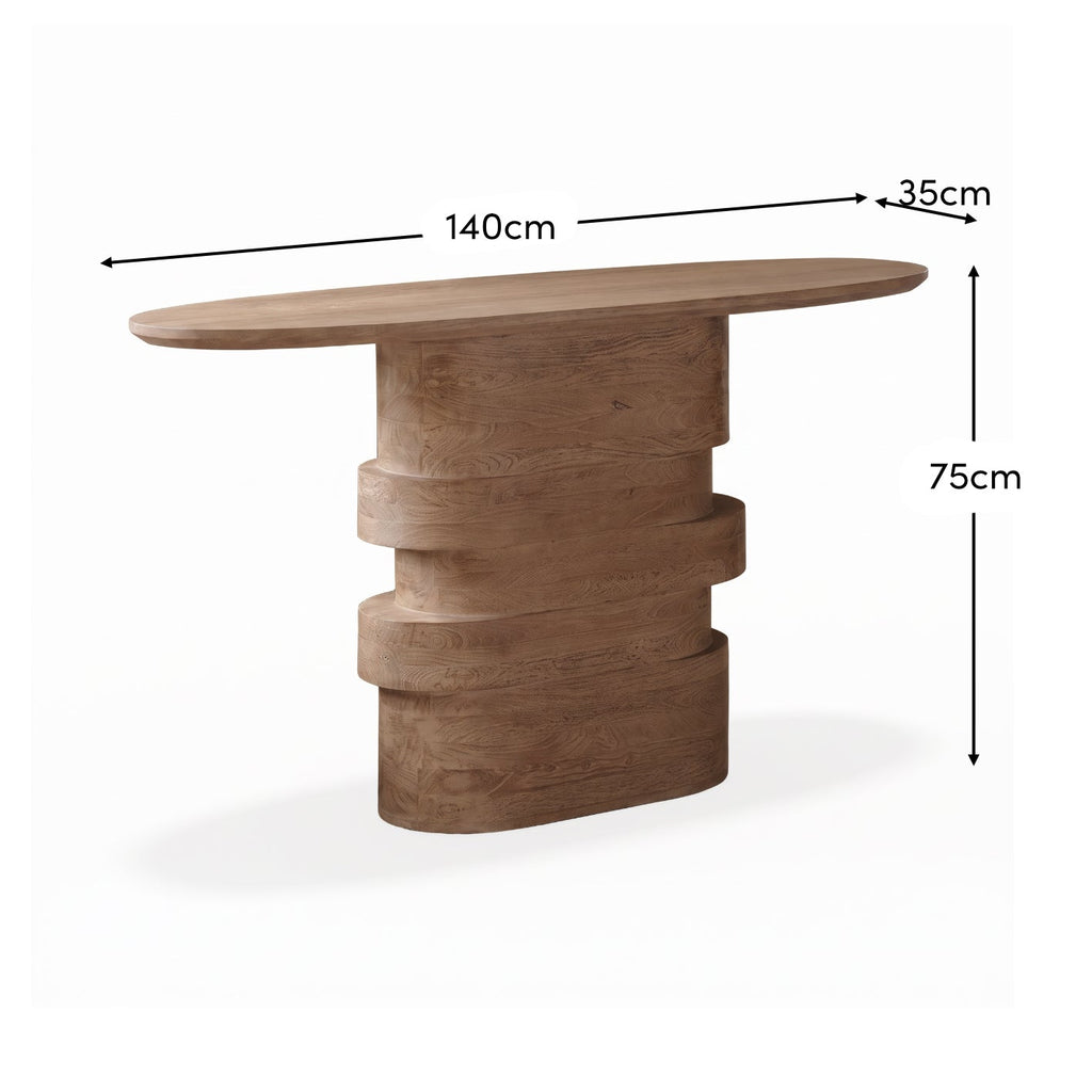 Adam 140cm Almond Brown Oval Console Table