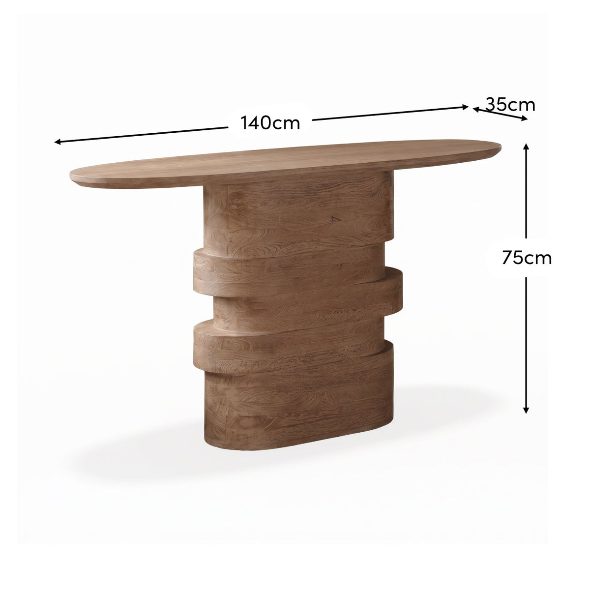 Adam 140cm Almond Brown Oval Console Table