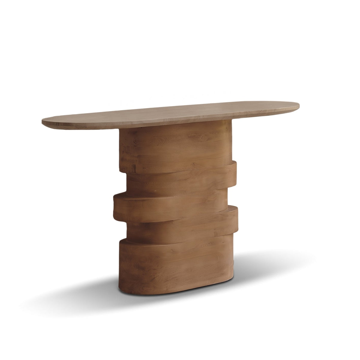 Adam 140cm Almond Brown & Lady Grey Marble Oval Console Table