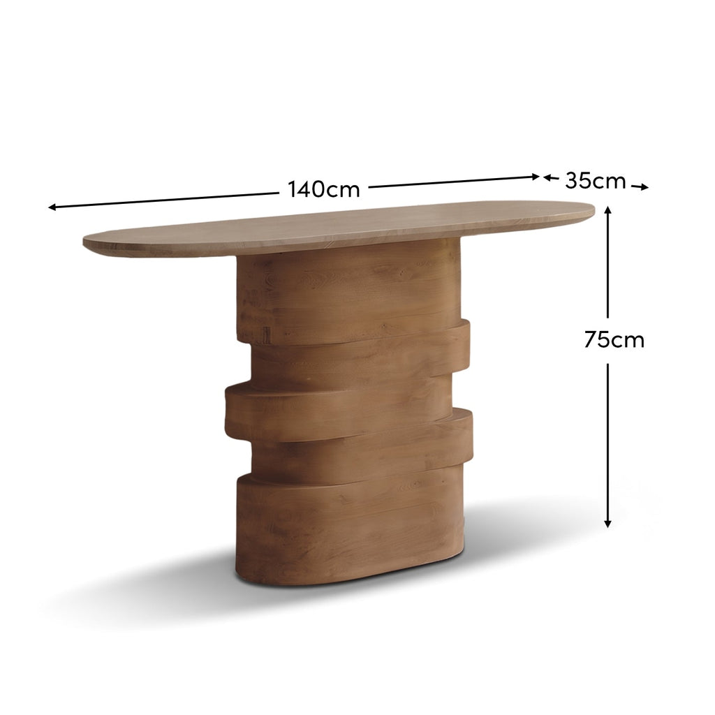 Adam 140cm Almond Brown & Lady Grey Marble Oval Console Table