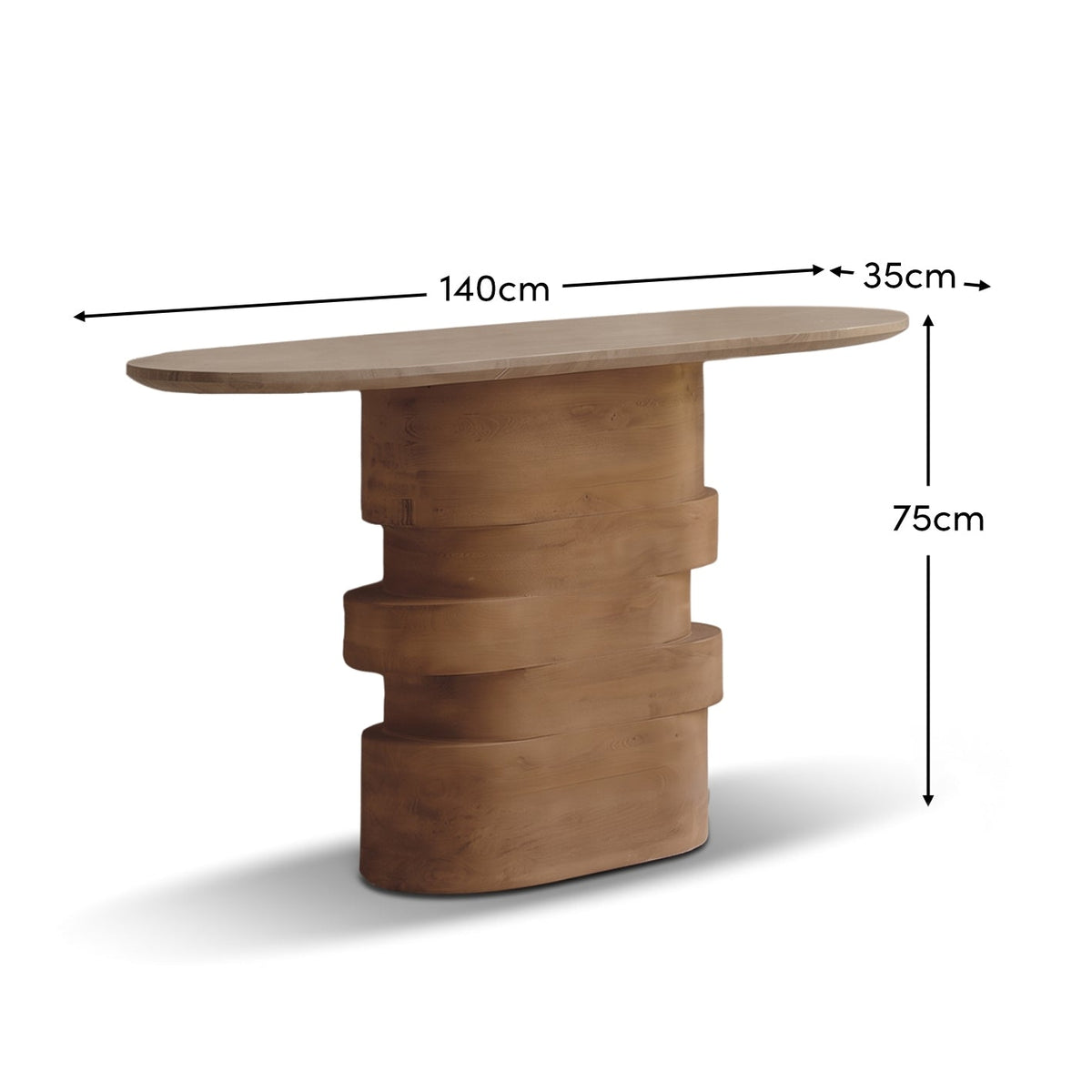 Adam 140cm Almond Brown & Lady Grey Marble Oval Console Table