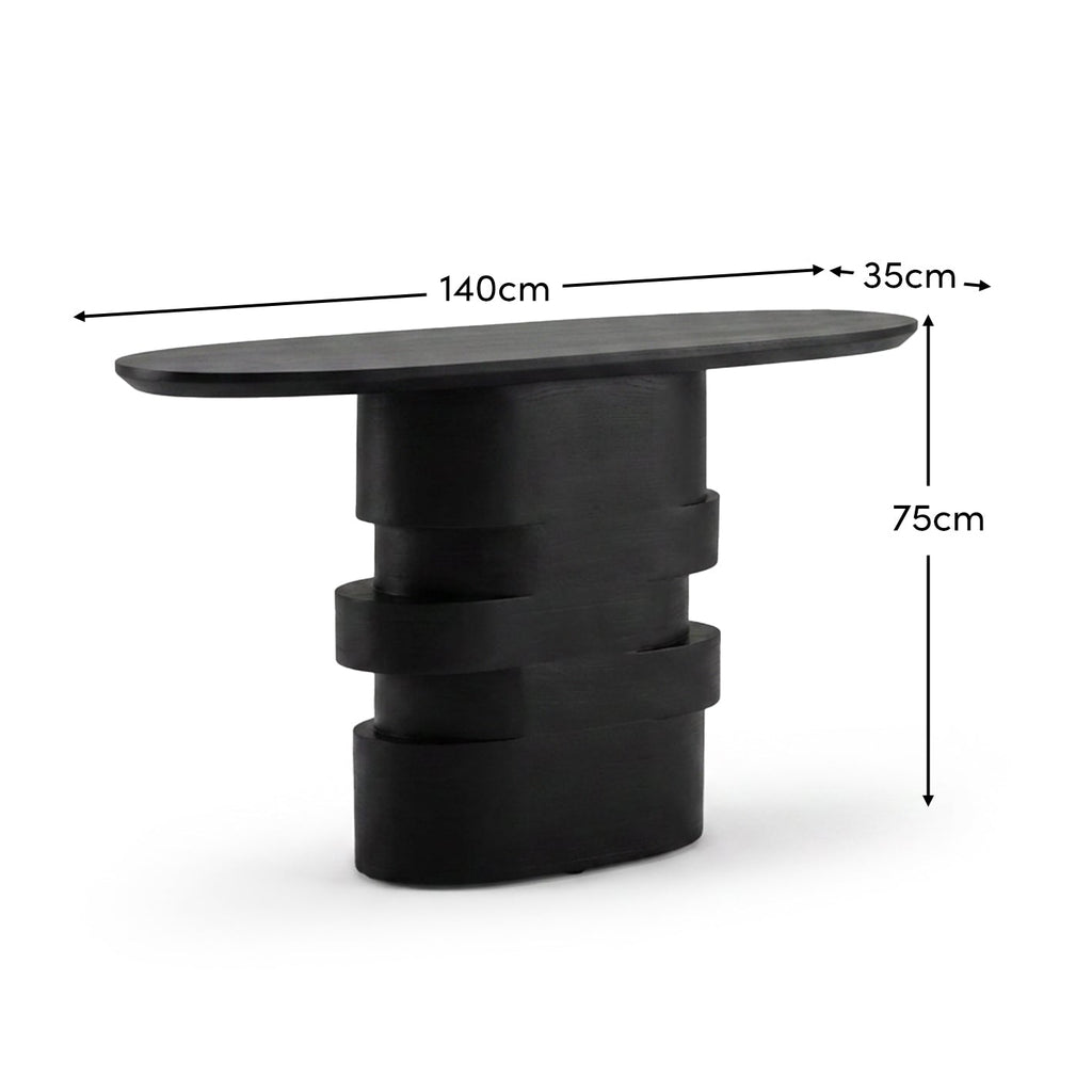 Adam 140cm Jet Black Oval Console Table