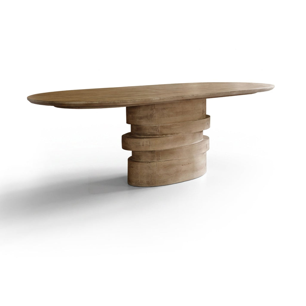 Adam 240cm Almond Brown Oval Dining Table Set - 8 Seater - Archer Soft Beige Dining Chairs - Almond Brown Legs