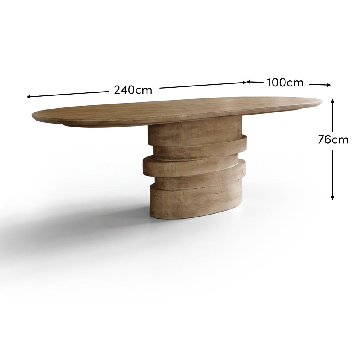 Adam 240cm Almond Brown Oval Dining Table