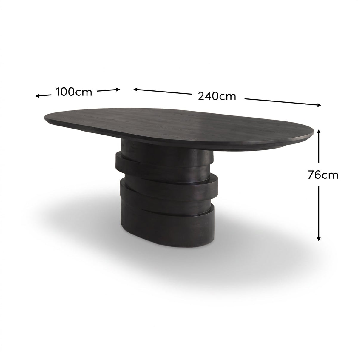 Adam 240cm Jet Black Mango Wood Oval Dining Table