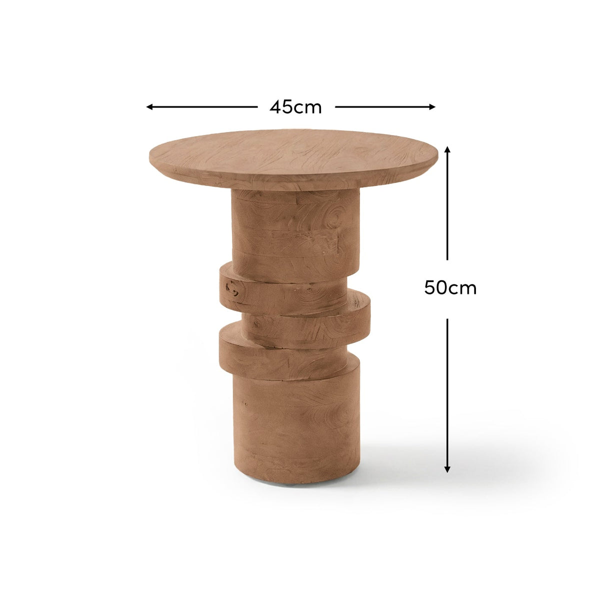 Adam 45cm Almond Brown Round Side Table