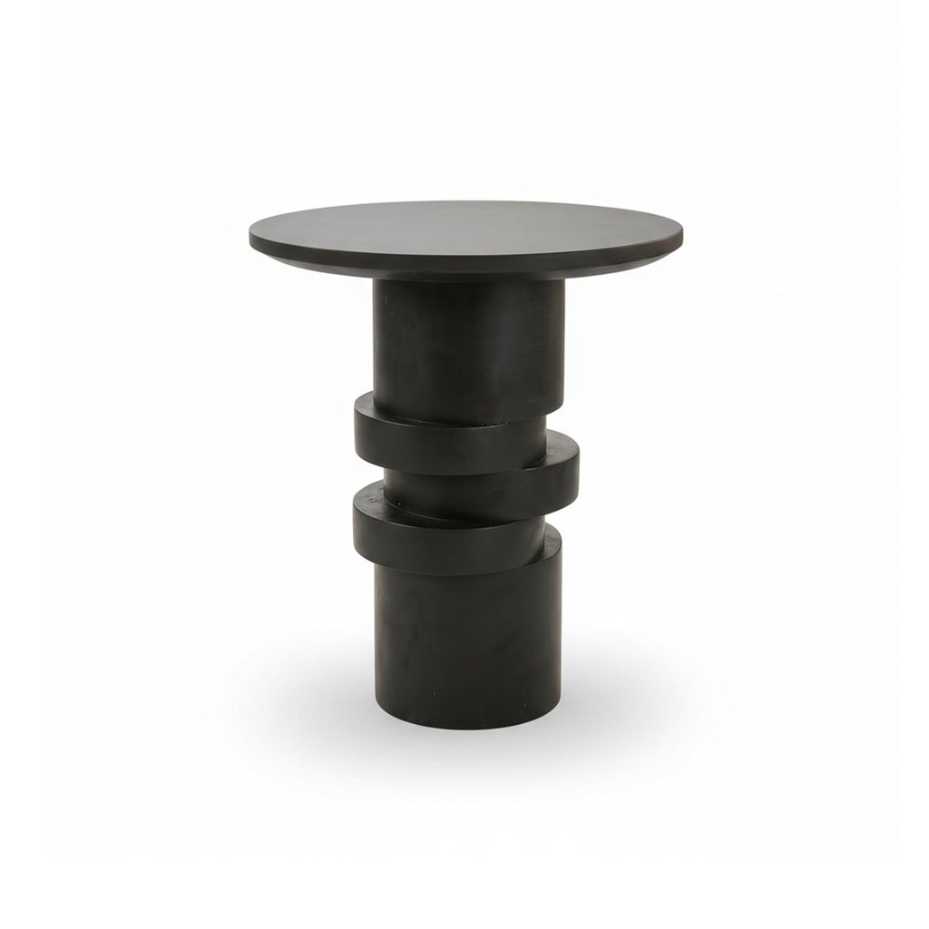 Adam 45cm Jet Black Mango Wood Round Side Table