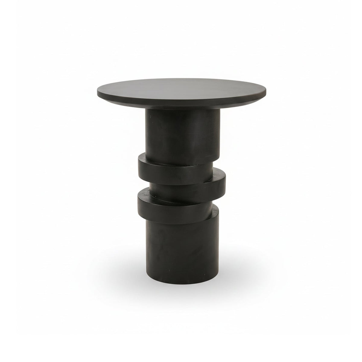 Adam 45cm Jet Black Mango Wood Round Side Table