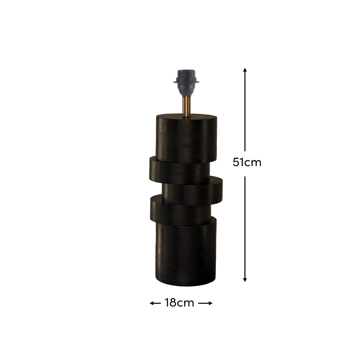 Adam 45cm Table Lamp Base - Jet Black Mango Wood