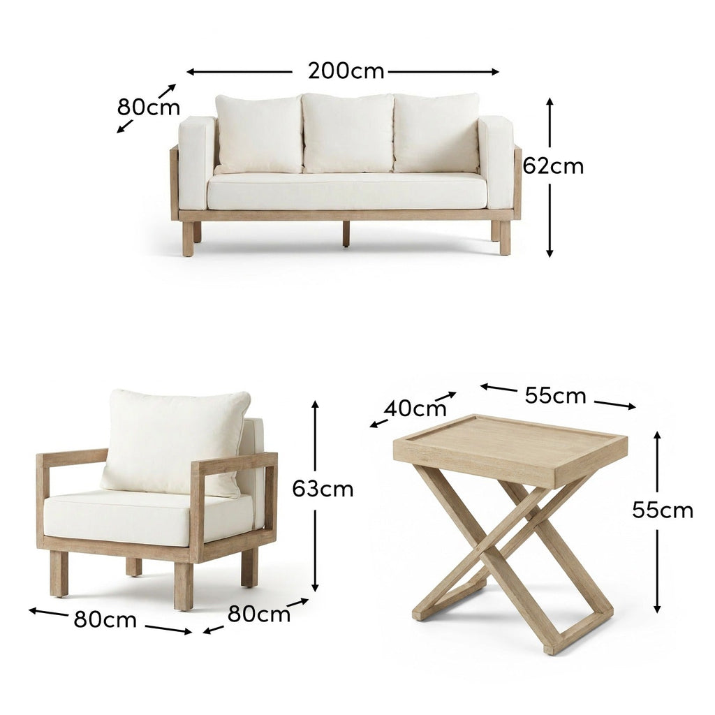 Akira 5 Seater Wooden Garden Set with 2 Akira Side Tables