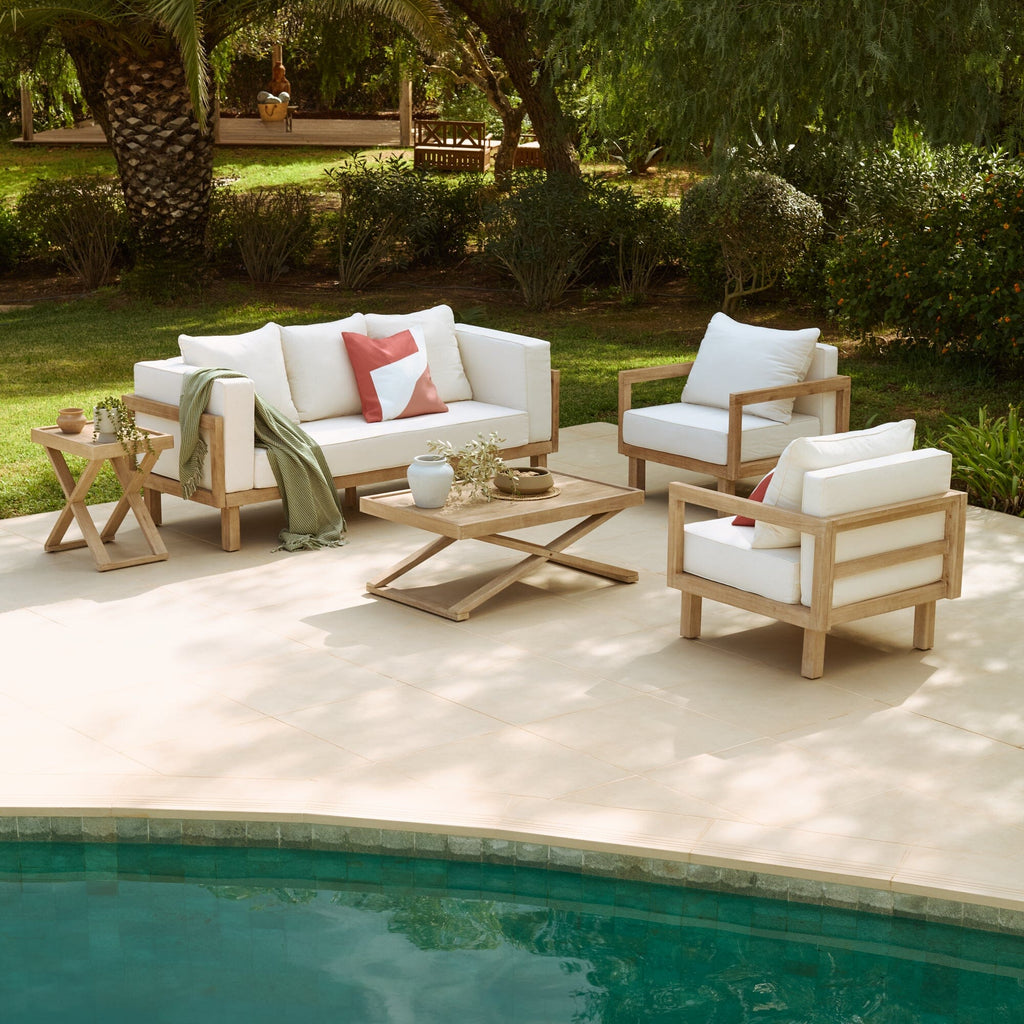 Akira 5 Seater Wooden Garden Set with Side Table and Coffee Table