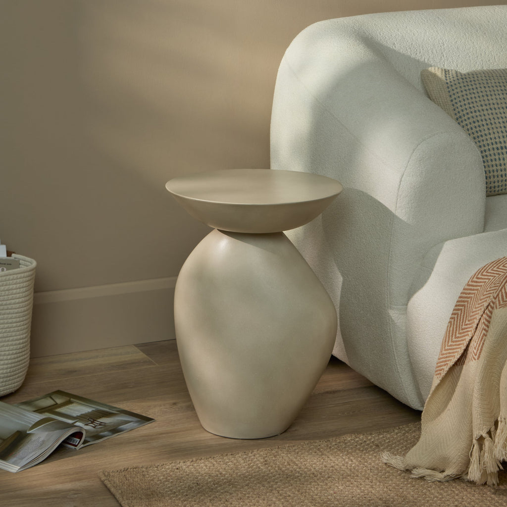 Alder 35cm Round Concrete Side Table - Sand