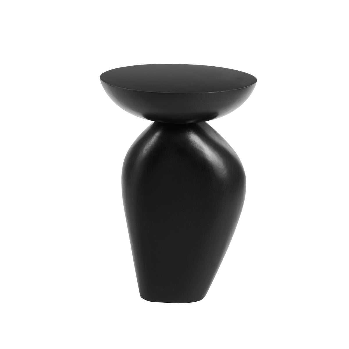 Alder Mango Wood Round Side Table - Jet Black