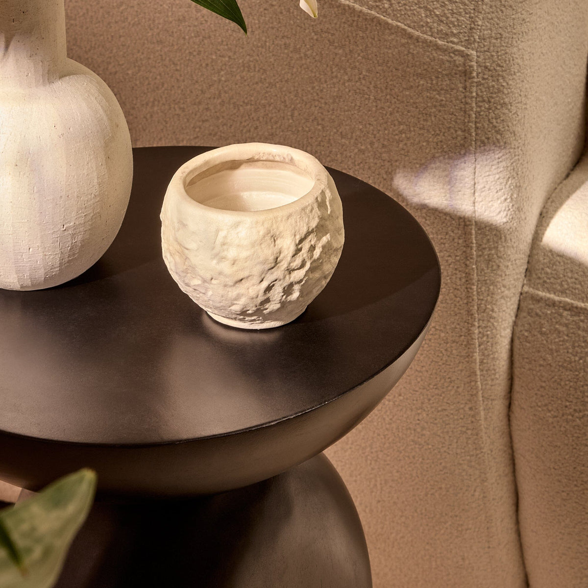 Alder Mango Wood Round Side Table - Jet Black