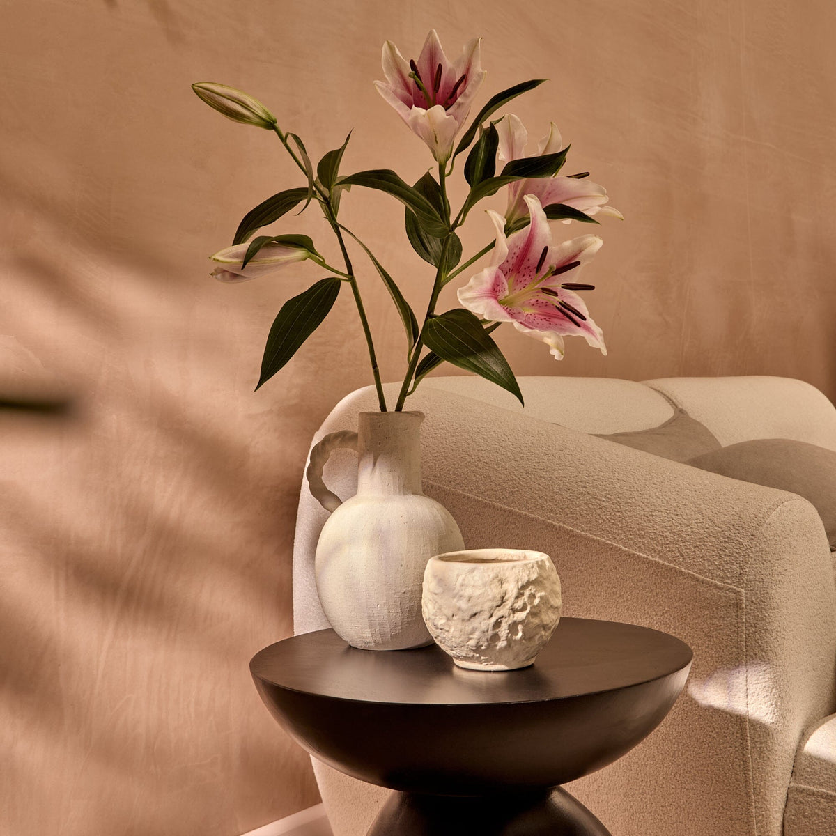 Alder Mango Wood Round Side Table - Jet Black