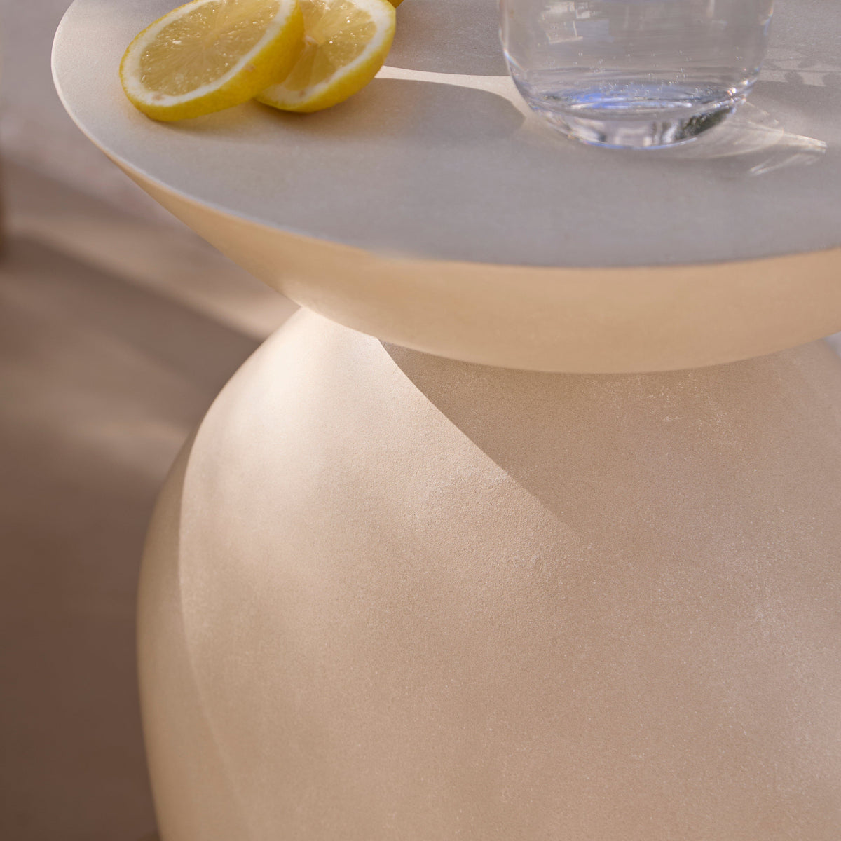 Alder 35cm Round Concrete Side Table - Sand