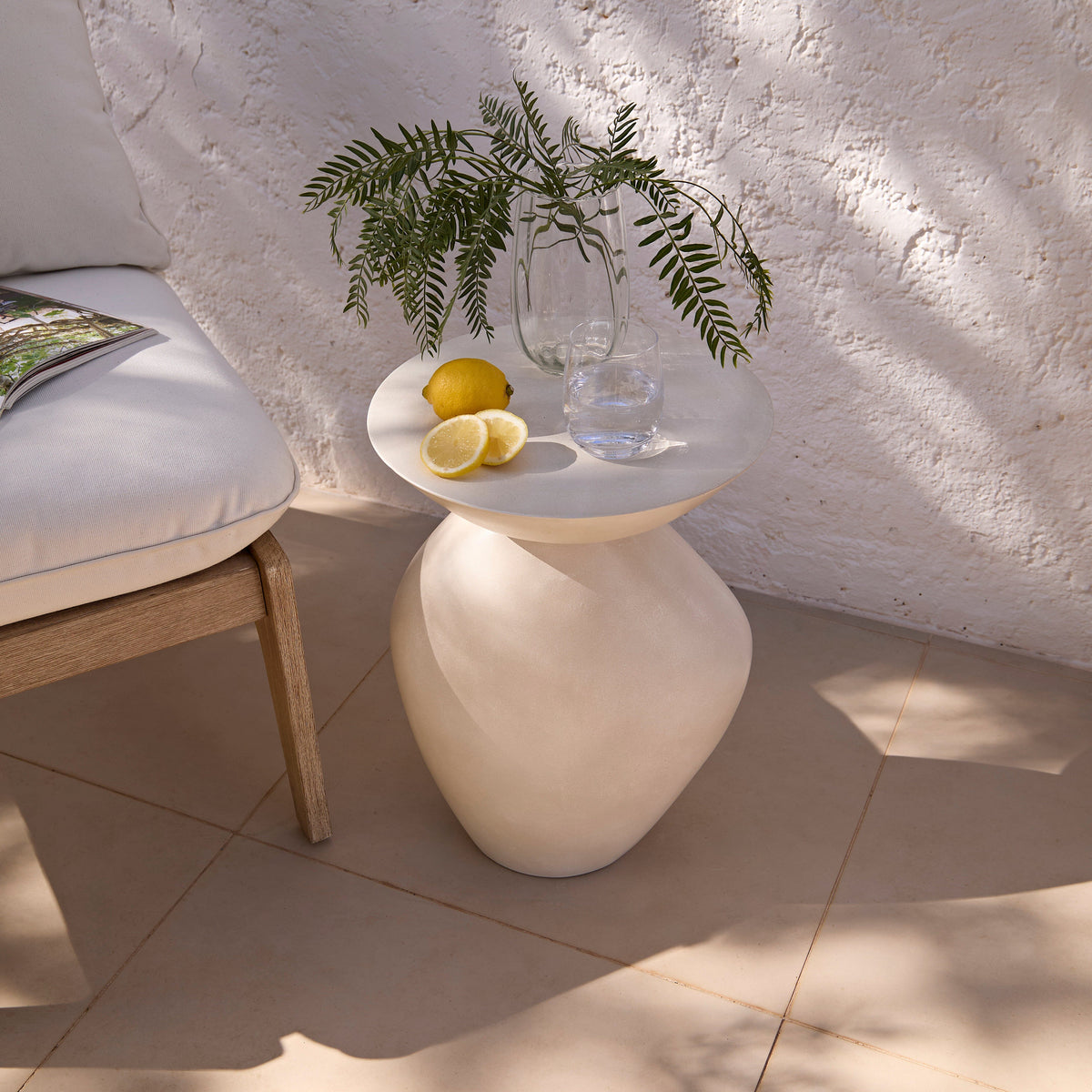 Alder 35cm Round Concrete Side Table - Sand