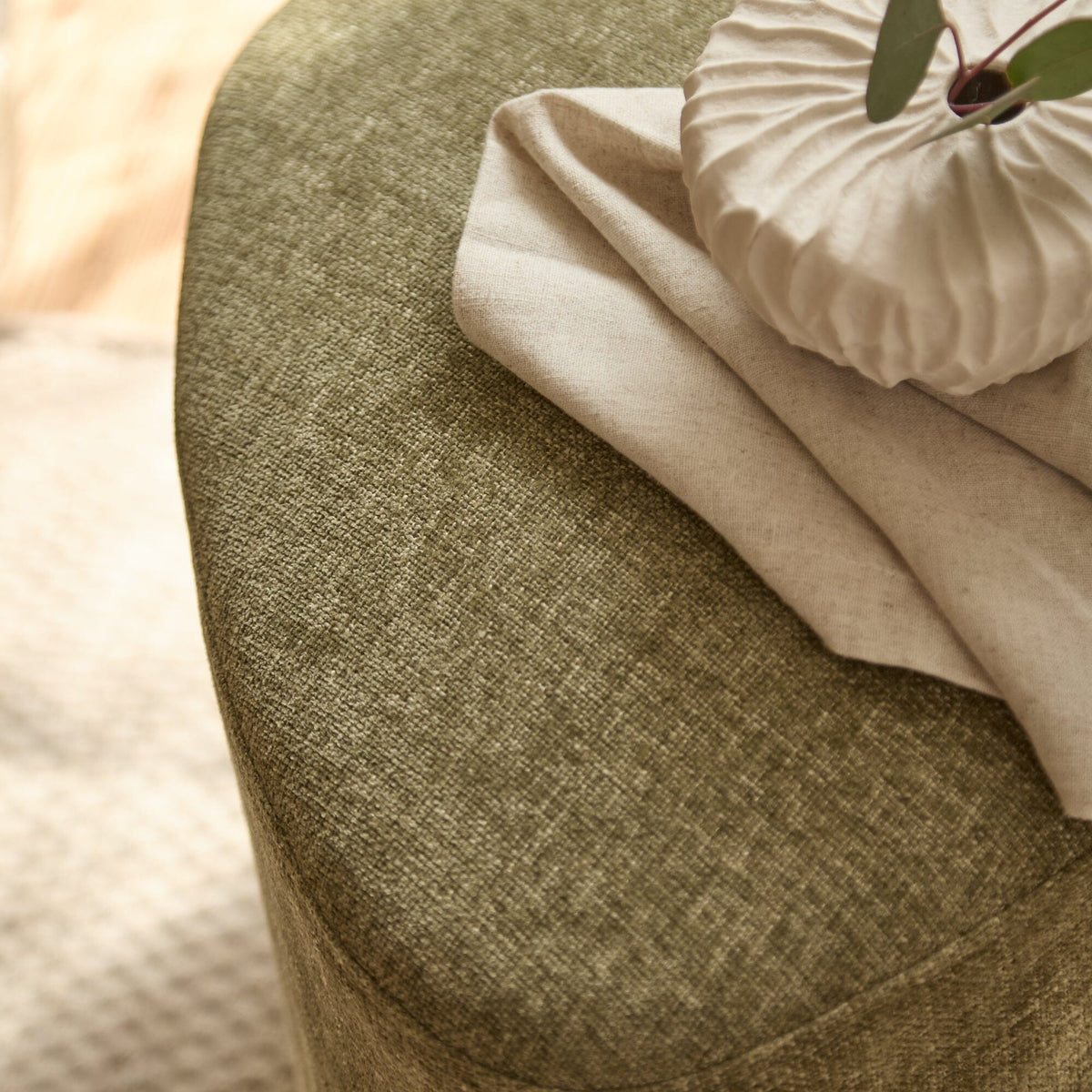 Alder Footstool - Moss Green