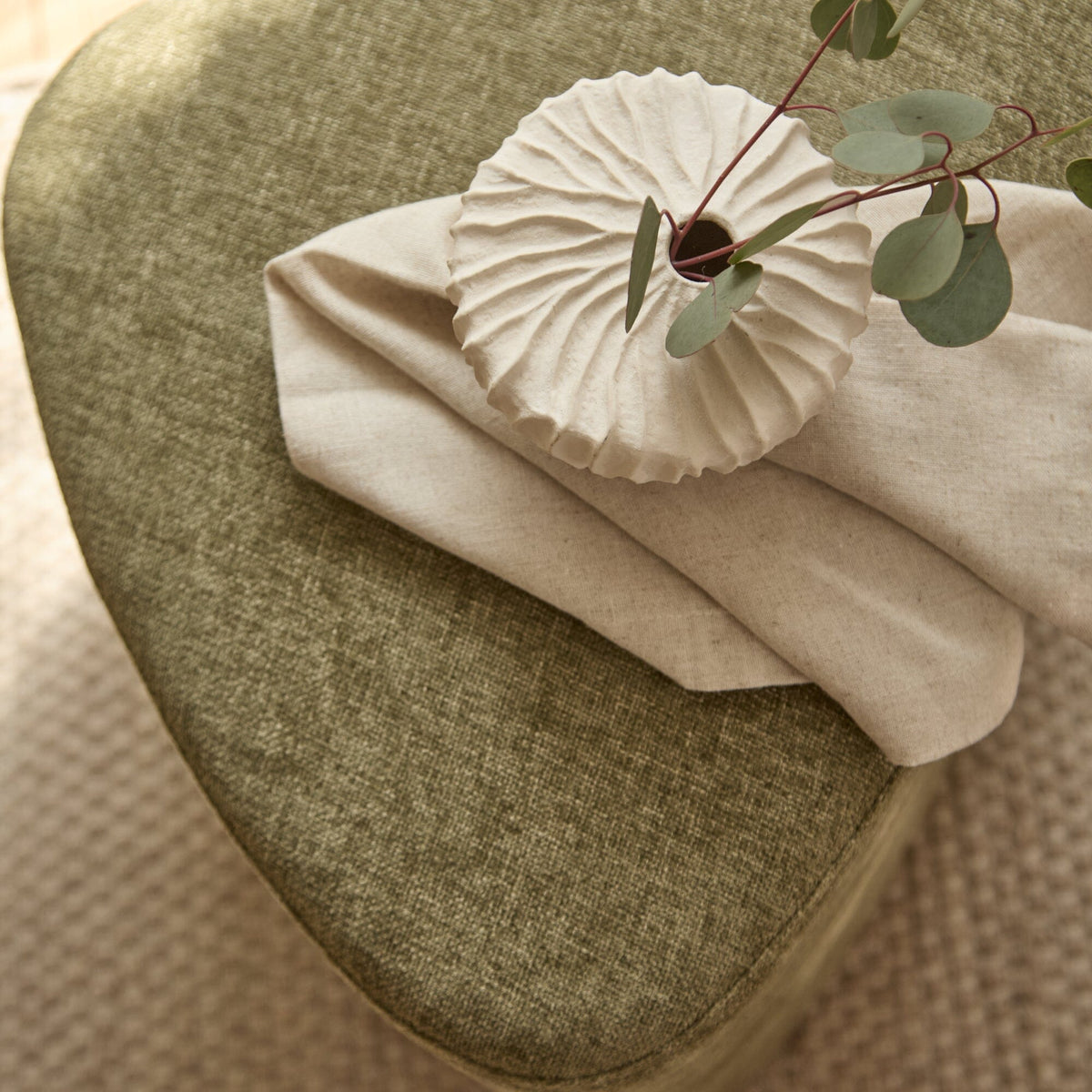 Alder Footstool - Moss Green
