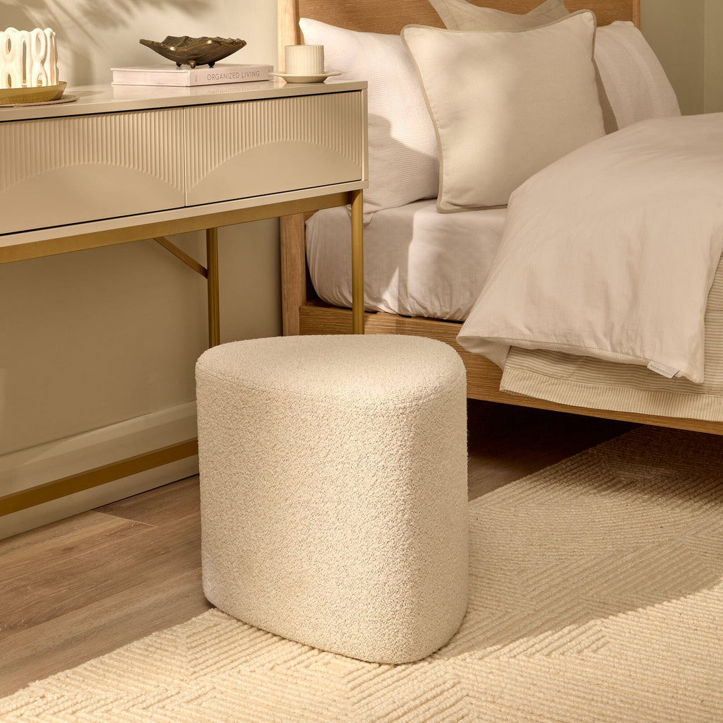 Alder Footstool - Oat Boucle