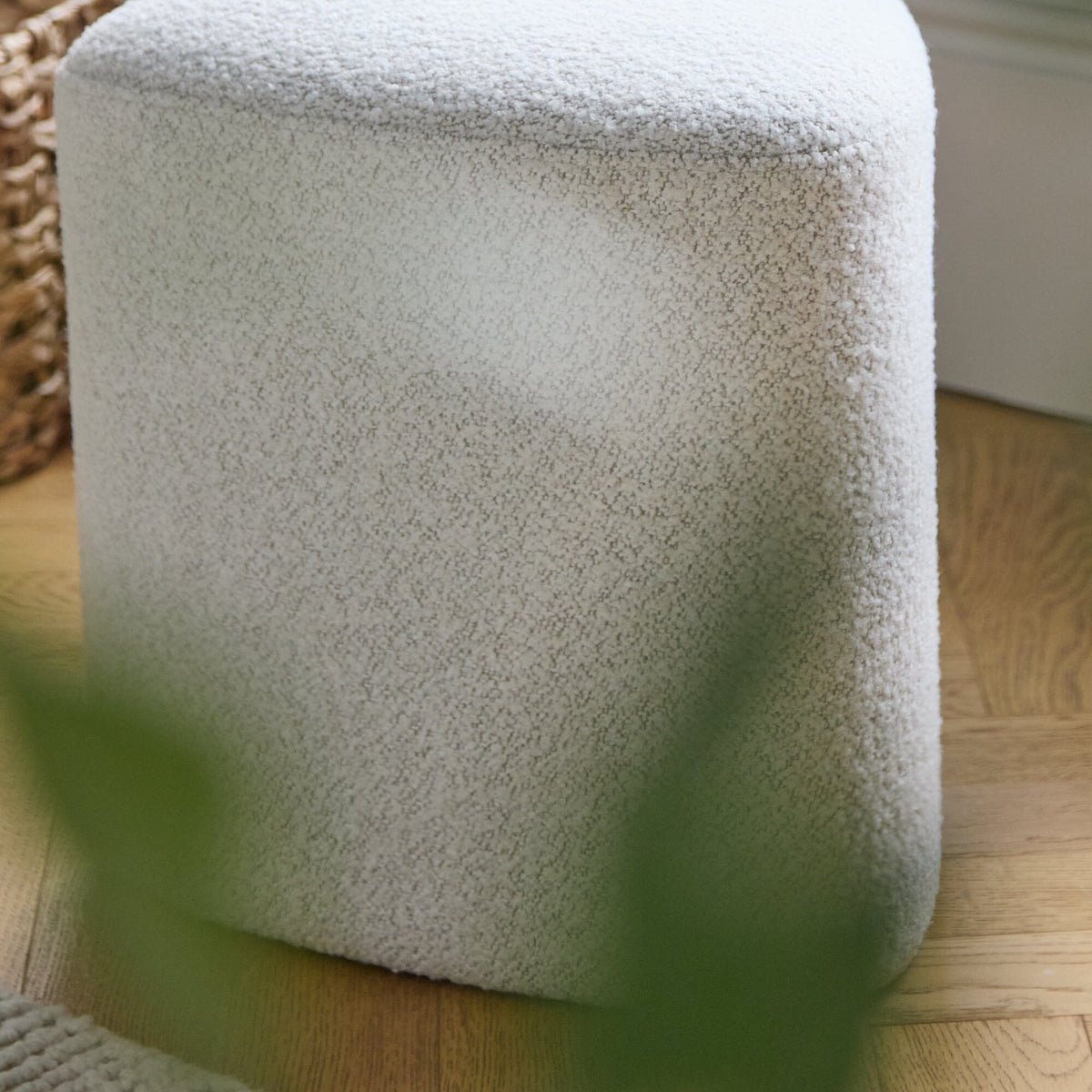 Alder Footstool - Oat Boucle