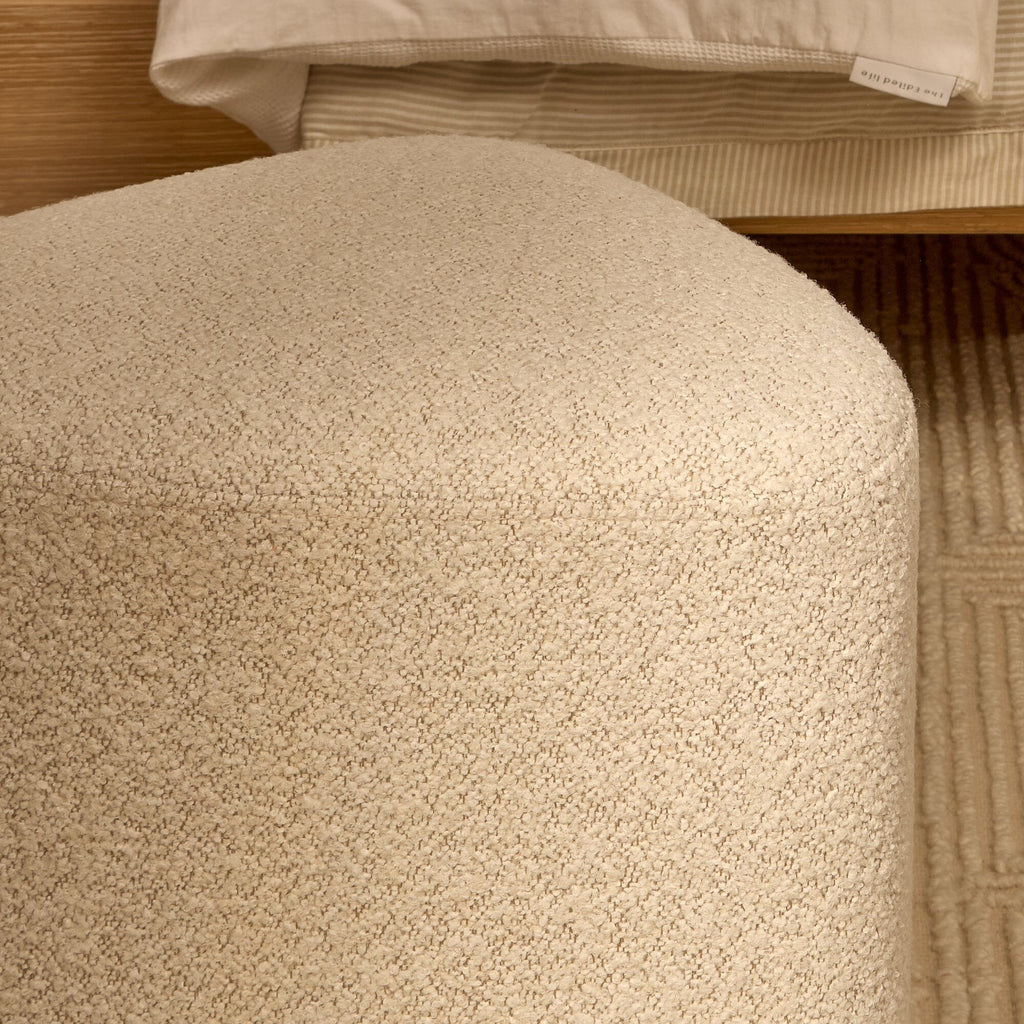 Alder Footstool - Oat Boucle
