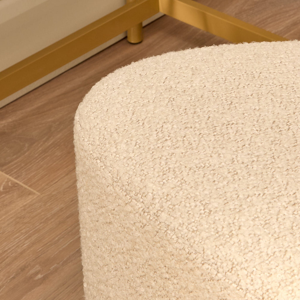Alder Footstool - Oat Boucle