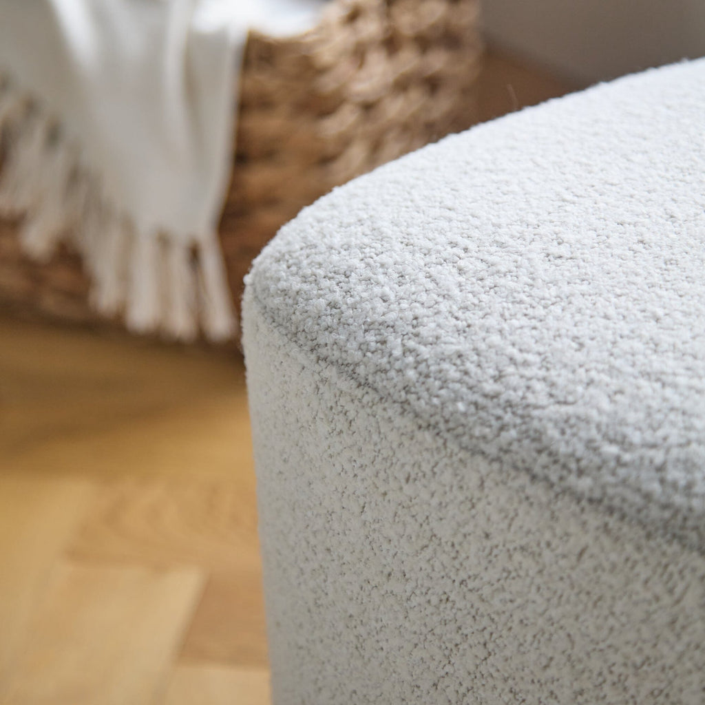 Alder Footstool - Oat Boucle