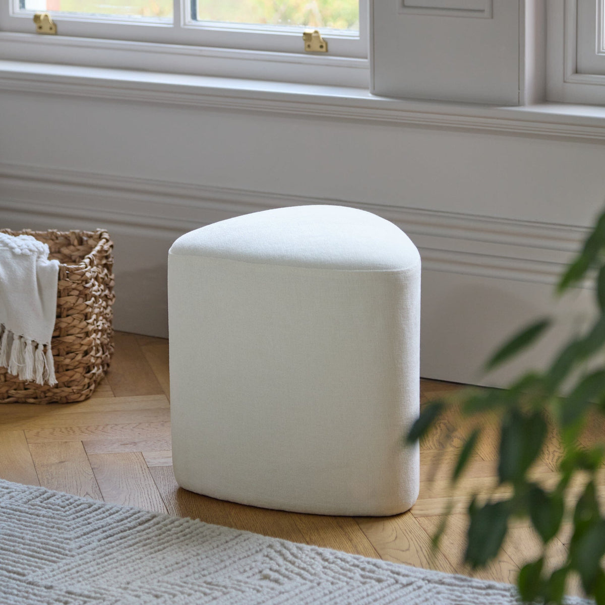 Alder Footstool - Oyster White