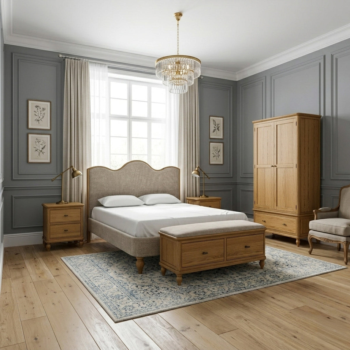 Alderley Oak Upholstered Bed Frame