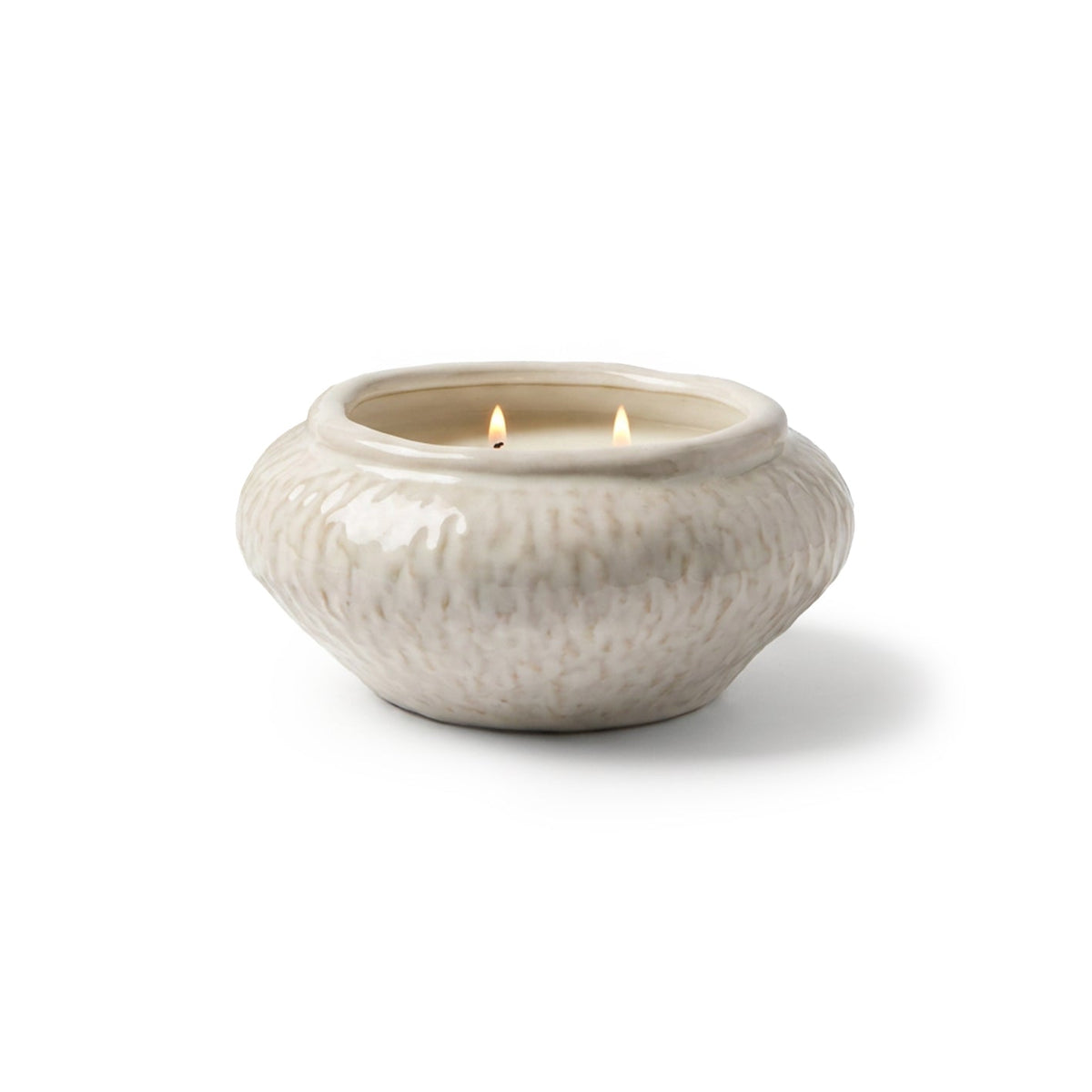 Alderney 15cm 3 Wick Ceramic Seat Salt and Bergamot Candle - Whitewash