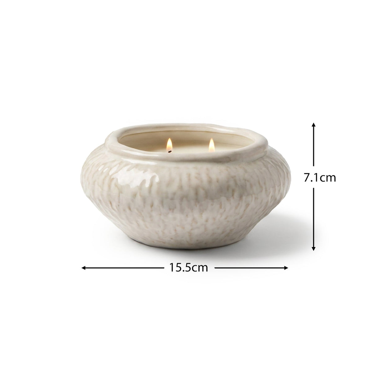 Alderney 15cm 3 Wick Ceramic Seat Salt and Bergamot Candle - Whitewash