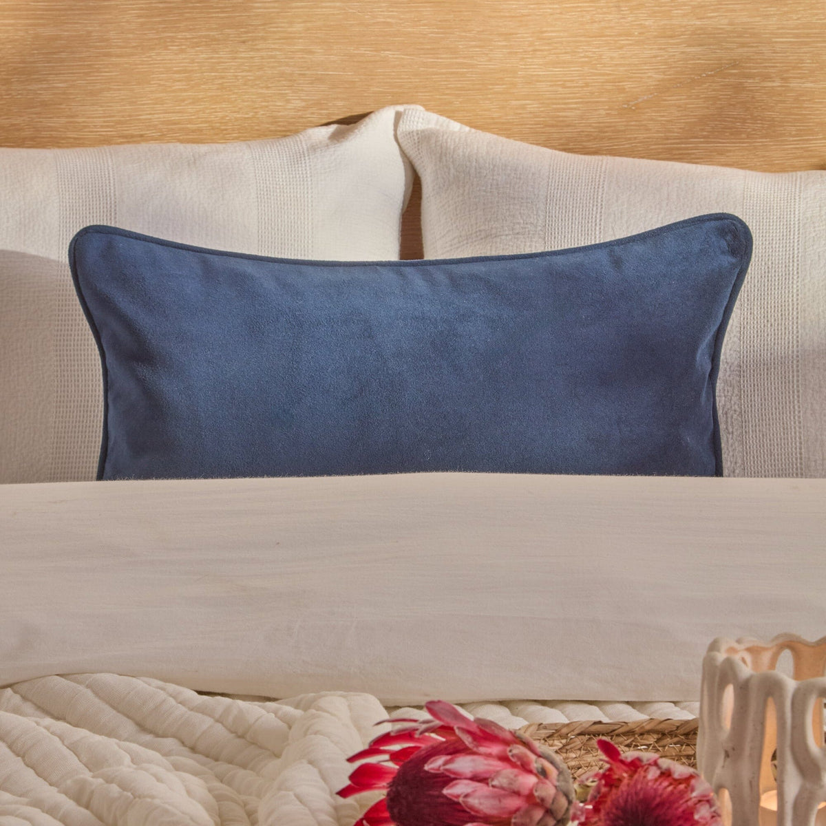 Alford 35x55cm Velvet Piped Edge Scatter Cushion Cover - Ink Blue