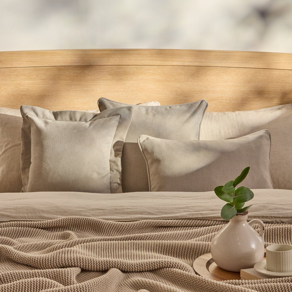 Alford 45x45cm Piped Edge Scatter Cushion Cover - Soft Beige