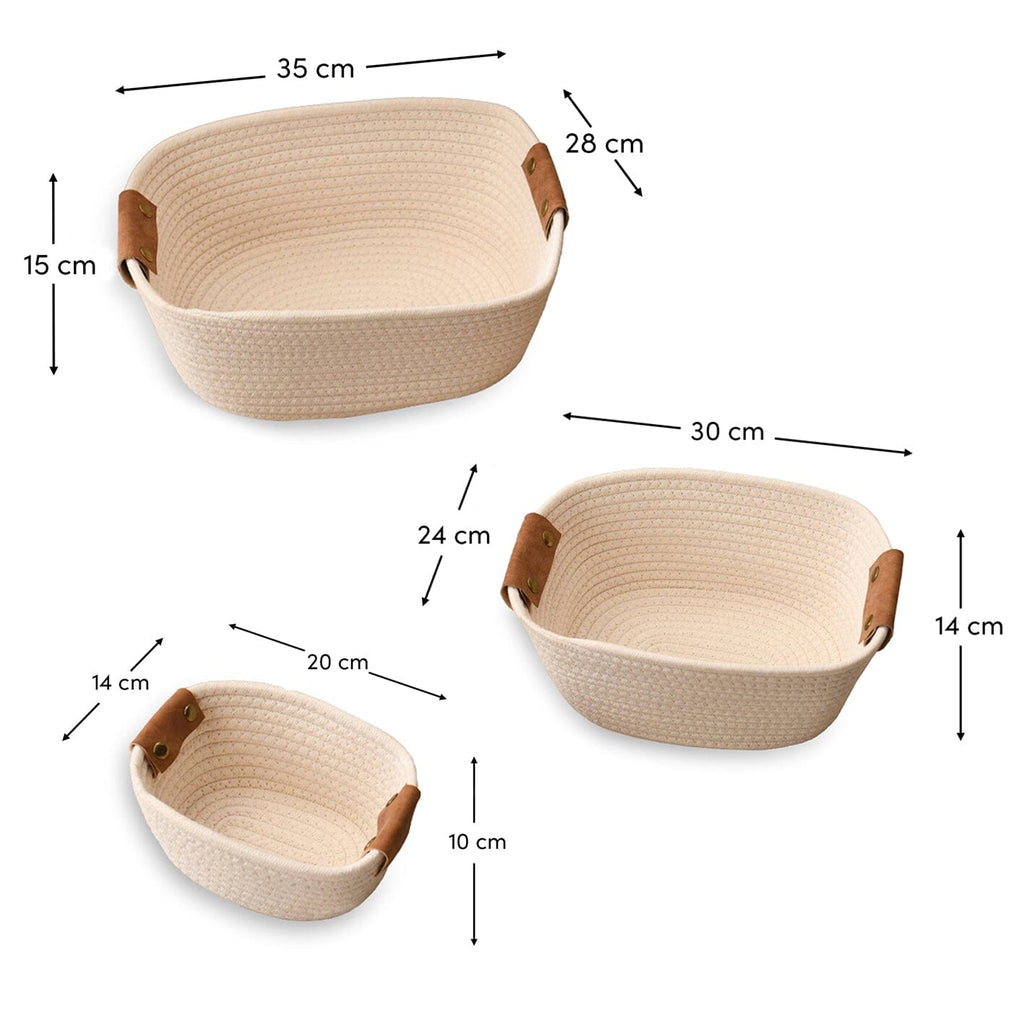 Eynsford Rectangular Baskets - Set of 4 - White