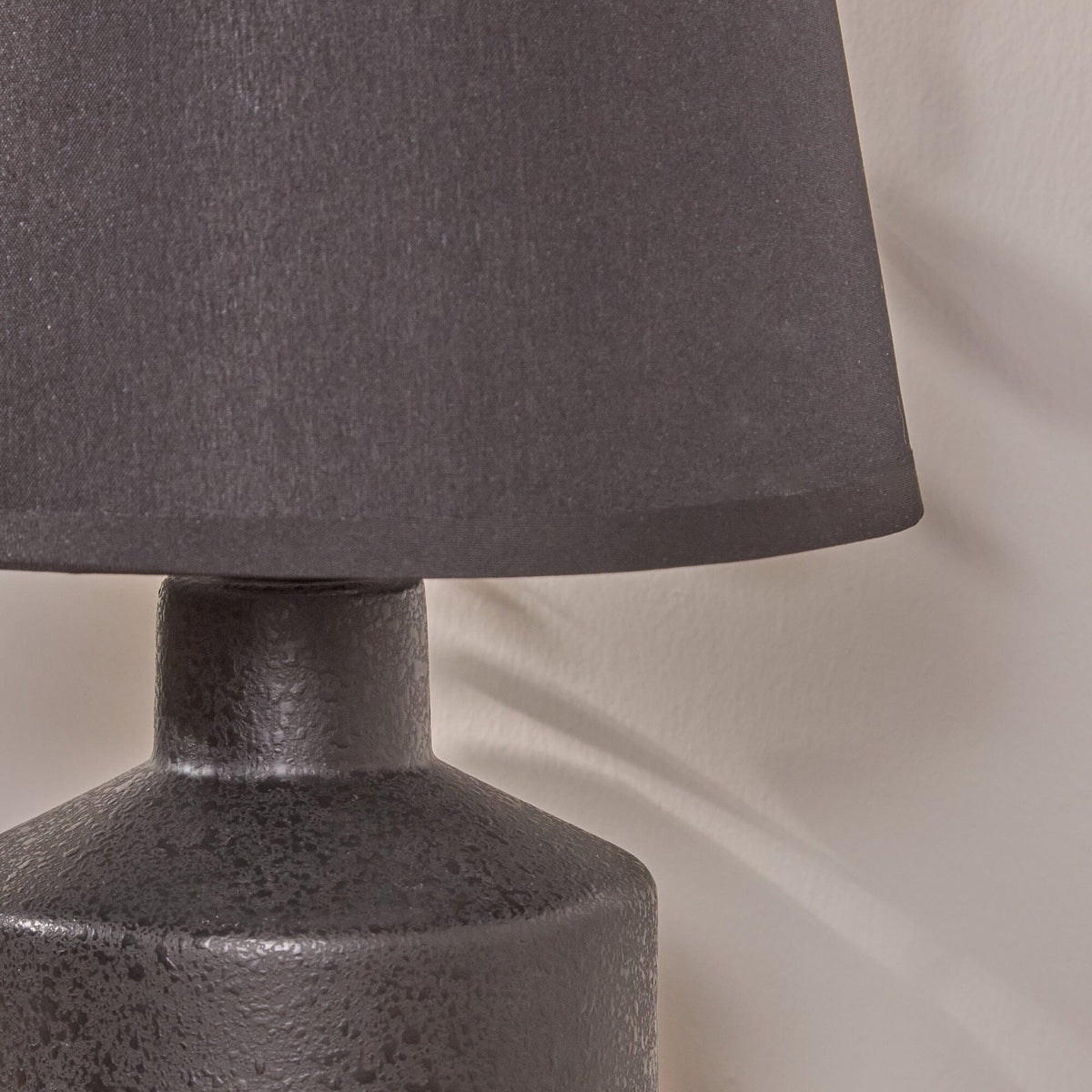 Outlet - Amberley 28cm Ceramic Table Lamp - Black & Grey Polyester Shade