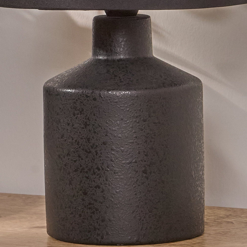Outlet - Amberley 28cm Ceramic Table Lamp - Black & Grey Polyester Shade