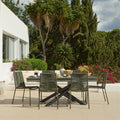Amelia 6 Seater Dove Grey Concrete Garden Dining Set with Ryder Khaki Chairs
