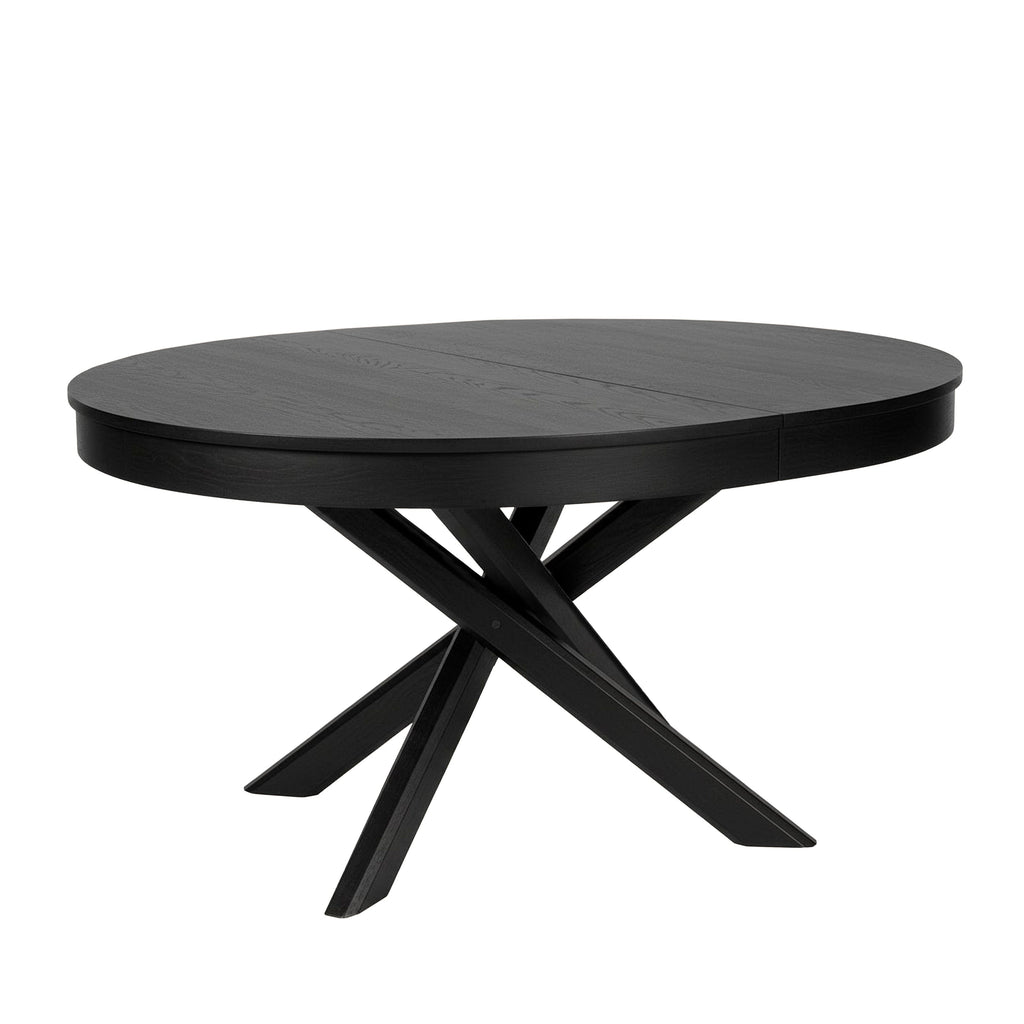 Amelia Black Oak Oval Extending Dining Table Set - 4 Seater - Ella Black Oak Carver Chairs - Fawn Linen