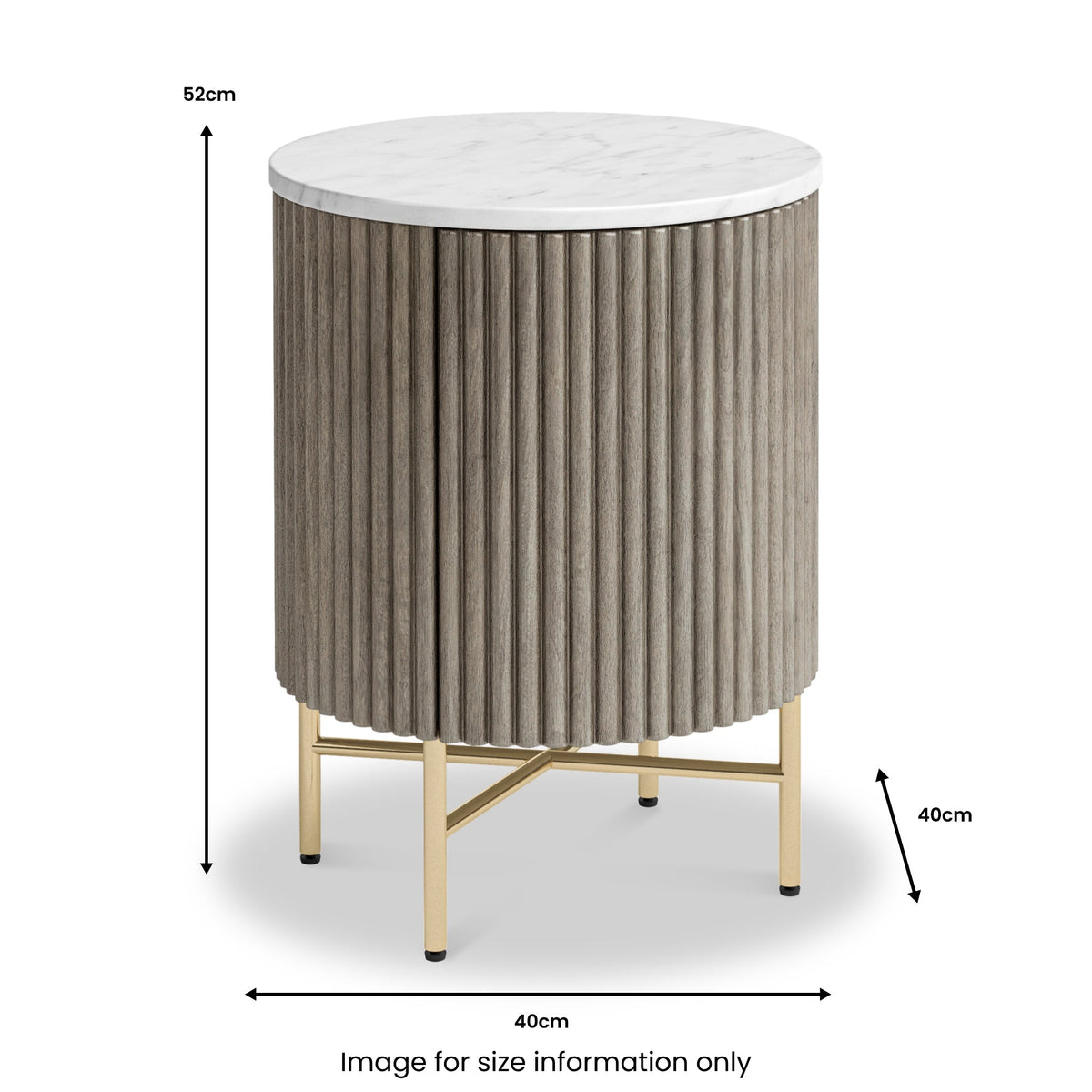 Amelie Grey Fluted Round Bedside Table