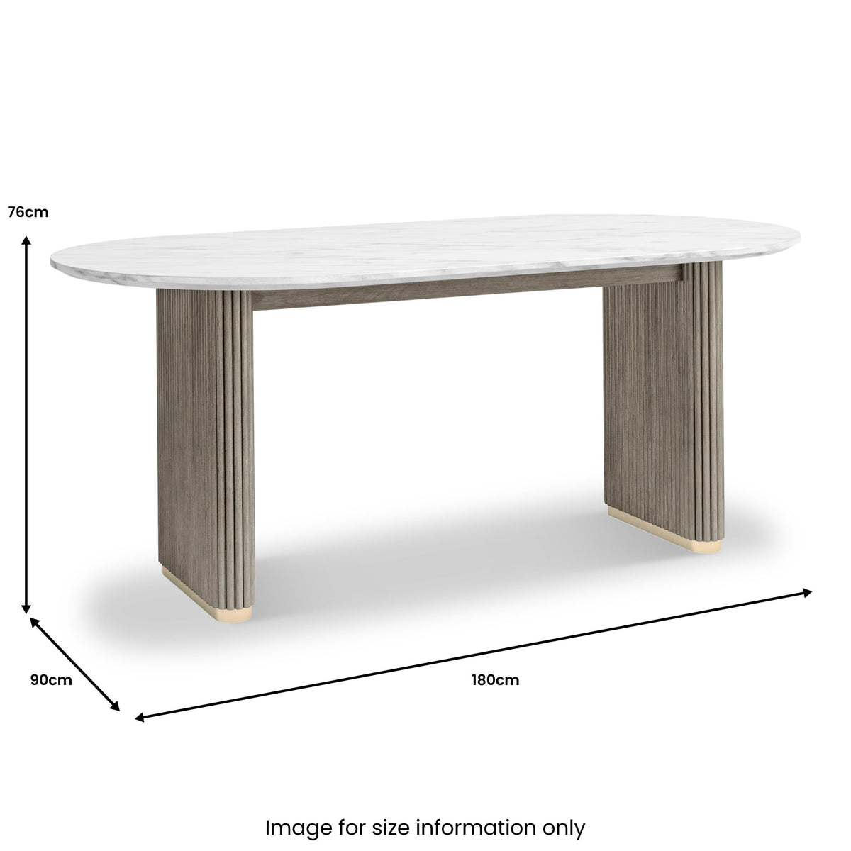 Amelie Grey 180cm Fluted Marble Oval Dining Table
