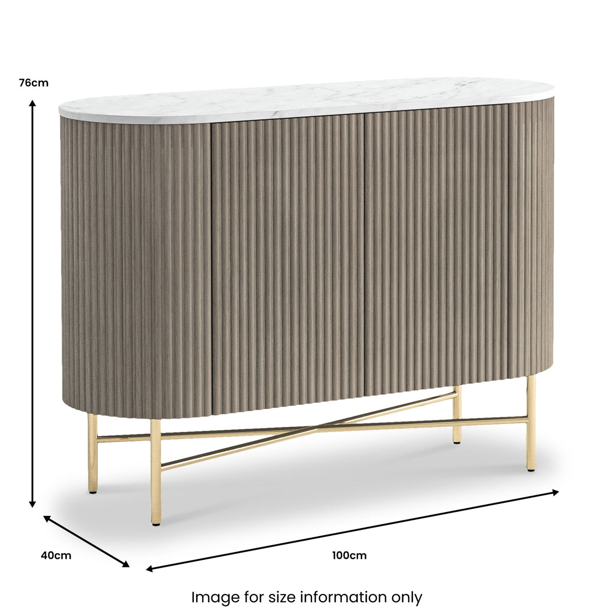 Amelie Grey Fluted Small Sideboard
